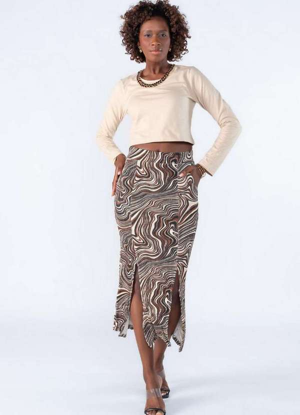 Blusa Basica Manga Longa Bege