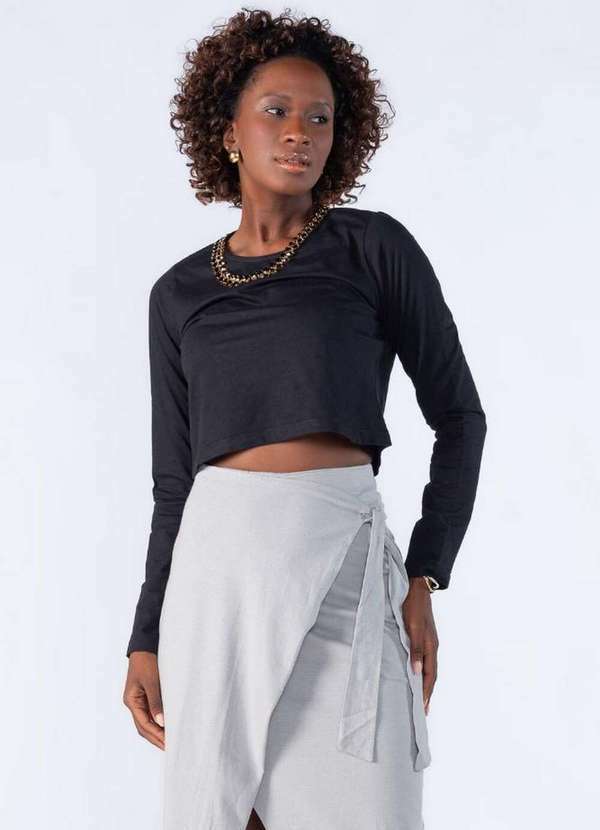 Blusa Basica Manga Longa Preto