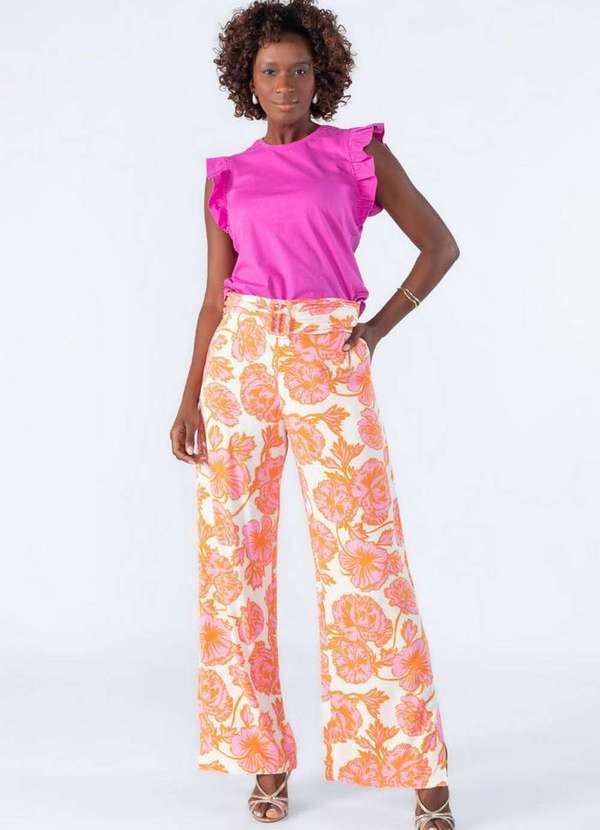 Blusa em Algodao Muscle Babado Rosa Fucsia