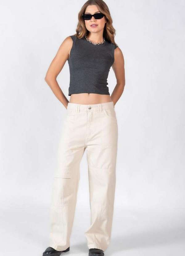 Blusa em Viscose Detalhe na Manga Cinza