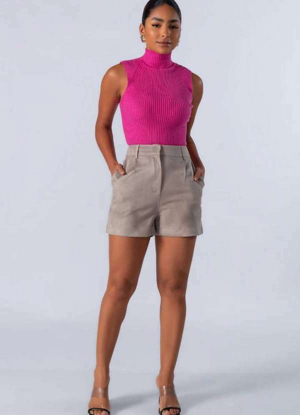 Blusa Gola Alta Manga Cavada Pink