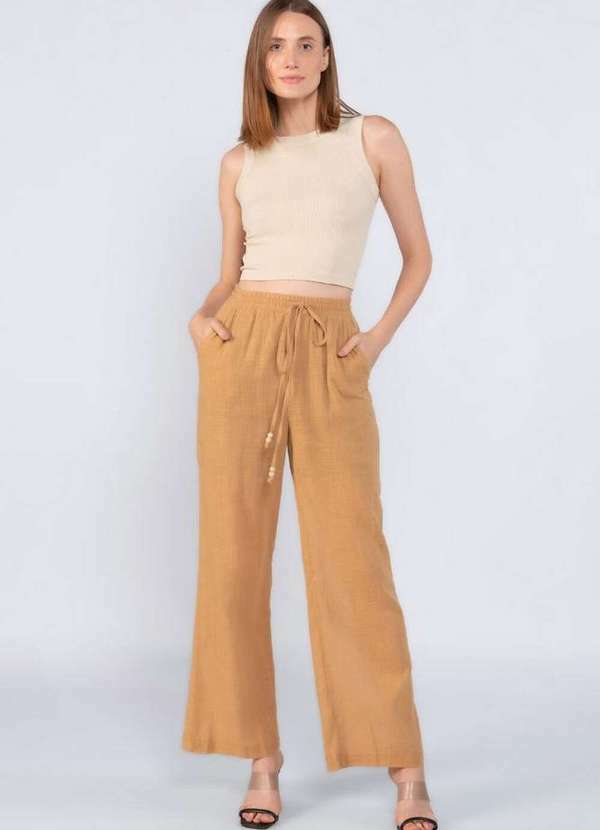 Cropped em Regata Canelado Bege