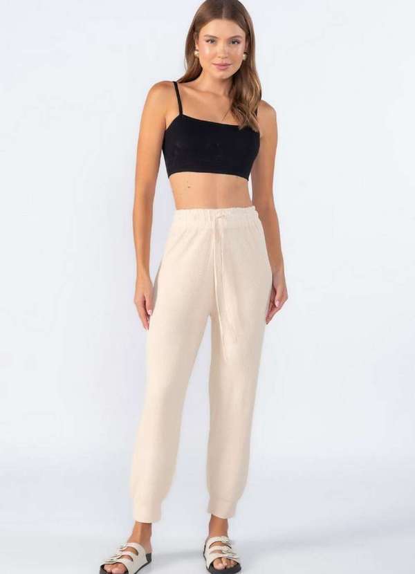 Calca Jogger com Cordao Bege