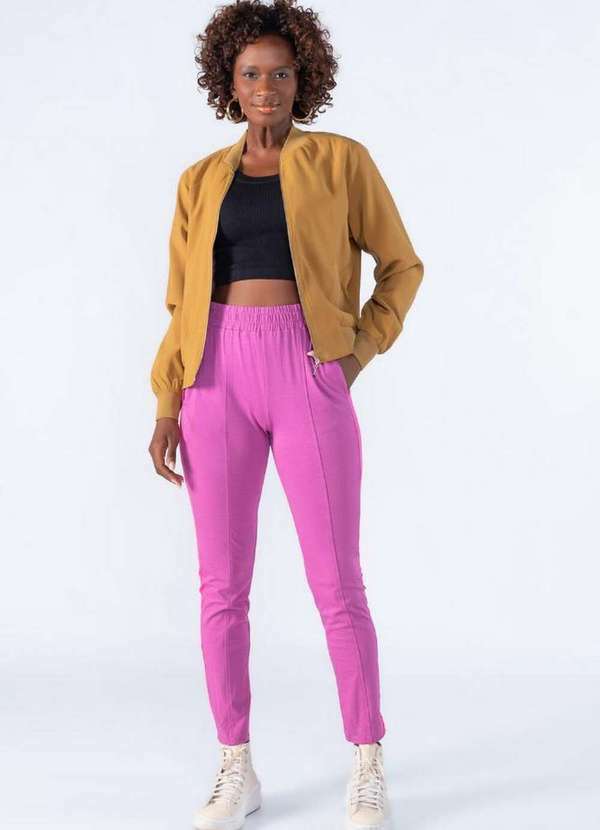 Calca Malha com Listra Roxo