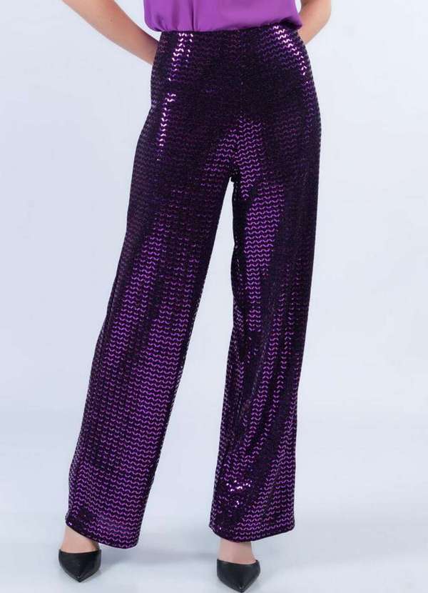Calca Pantalona Aplicacao Ilhos Roxo