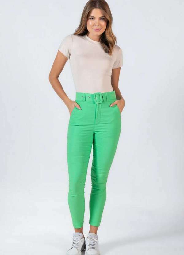 Calca Skinny em Viscose com Bolsos Verde