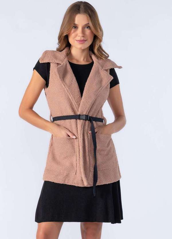 Max Colete Pluma Gola Classica Rose