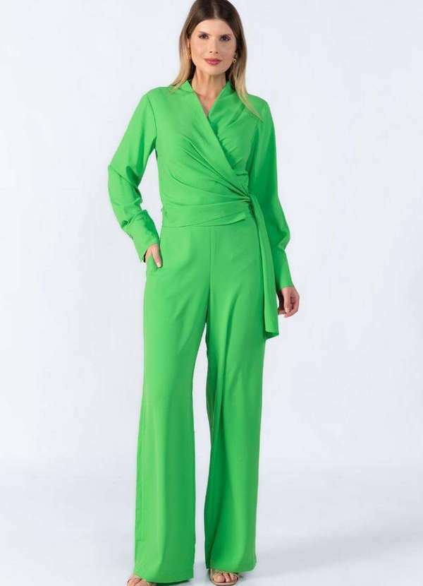 Conjunto Calca e Blusa Transpassada Verde