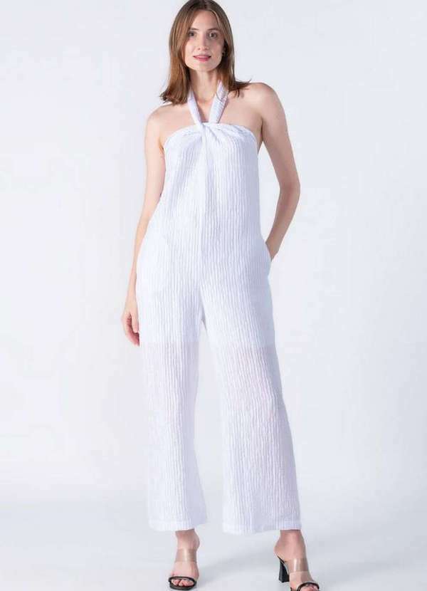 Macacao Texturizado em Liocel Off White
