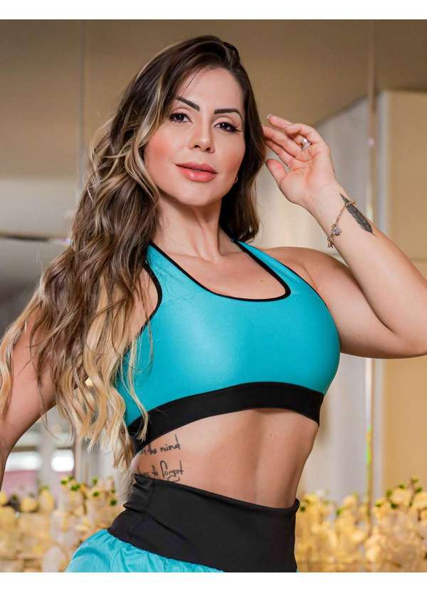Top Fitness Costa Nadador Feminino Dry Fit com Boj