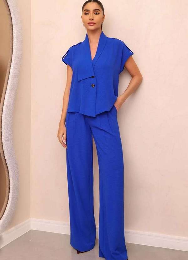 Conjunto Dot Clothing Blusa Detalhe Faixa Azul Azul