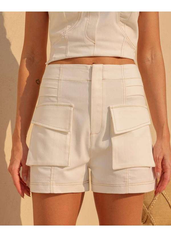 Shorts Dot Clothing Bolsos Offwhite Branco