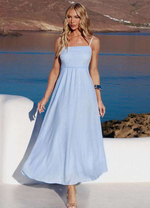 Vestido Dot Clothing Mirabel Longuete Listrado Azul