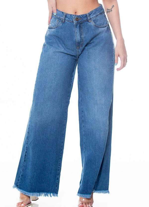 Calca Jeans Feminina Pantalona Mucs 8113 Azul Azul