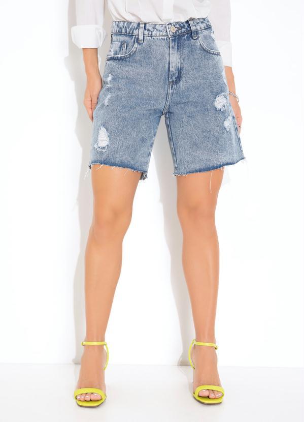 Vista 2 Bermuda Jeans com Barra Desfiada Sawary Sawary Jeans Sawary Jeans