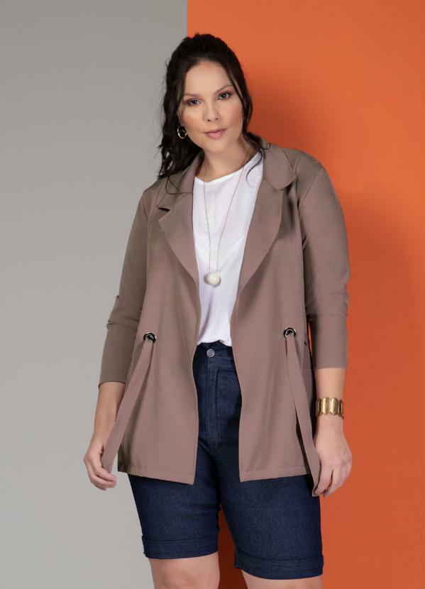 

Blazer Alongado com Faixa Rosê, Rosa