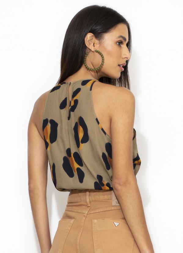 

Blusa de Crepe e Alças Finas Bege