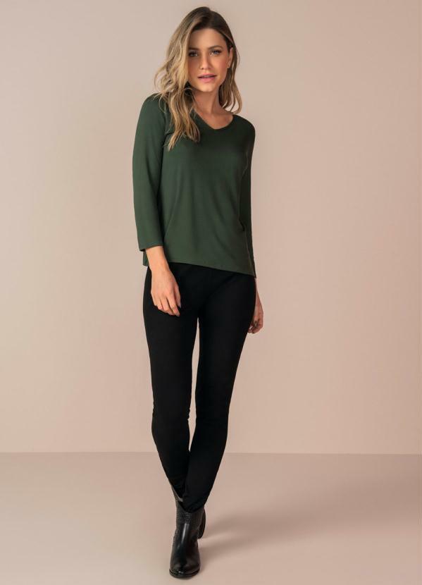 

Blusa Feminina Básica Manga 3/4 Verde