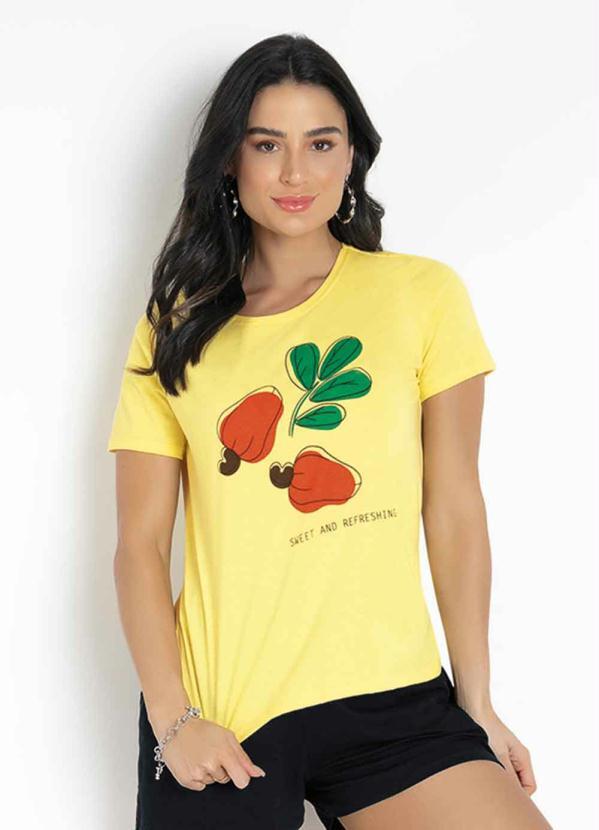Blusa Amarela com Estampa na Frente Rovitex