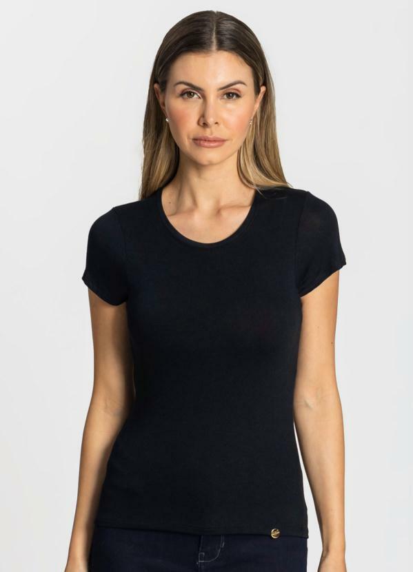 Blusa Básica Visco Tricô Feminina Preto