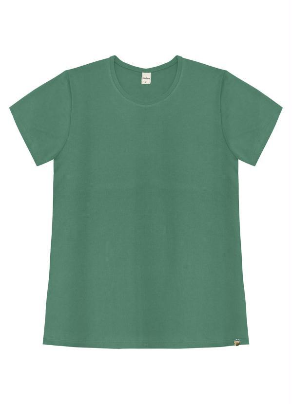 Vista 2 Blusa Básica Visco Tricô Feminina Verde Rovitex Rovitex