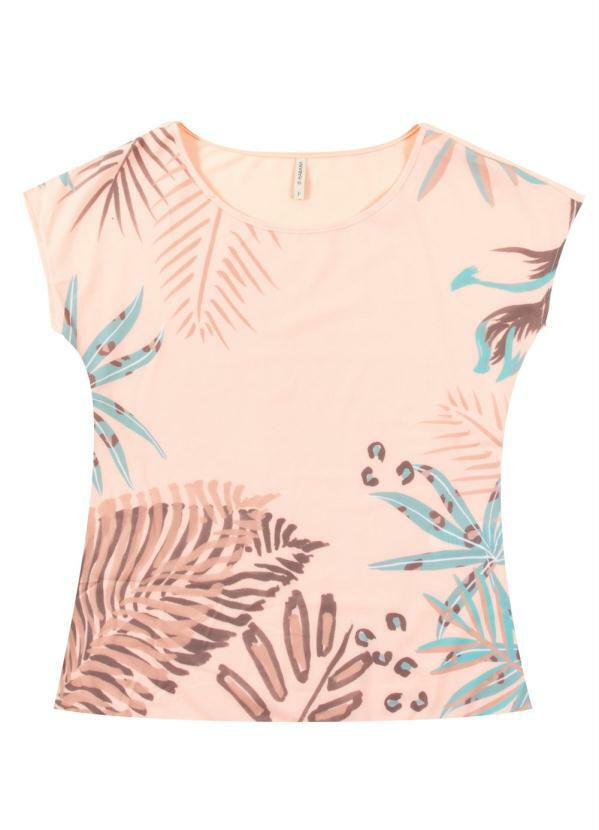 

Blusa com Decote Redondo Estampada Laranja
