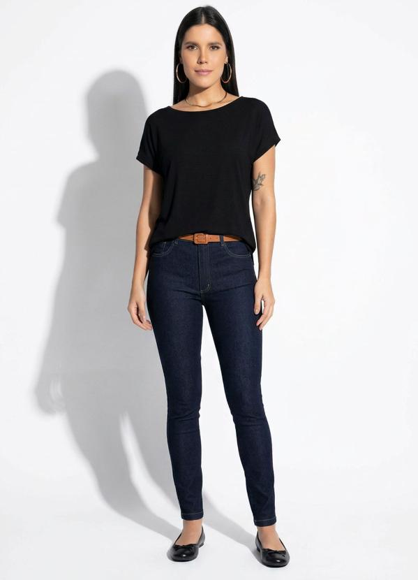 Blusa com Mangas Curtas Preta