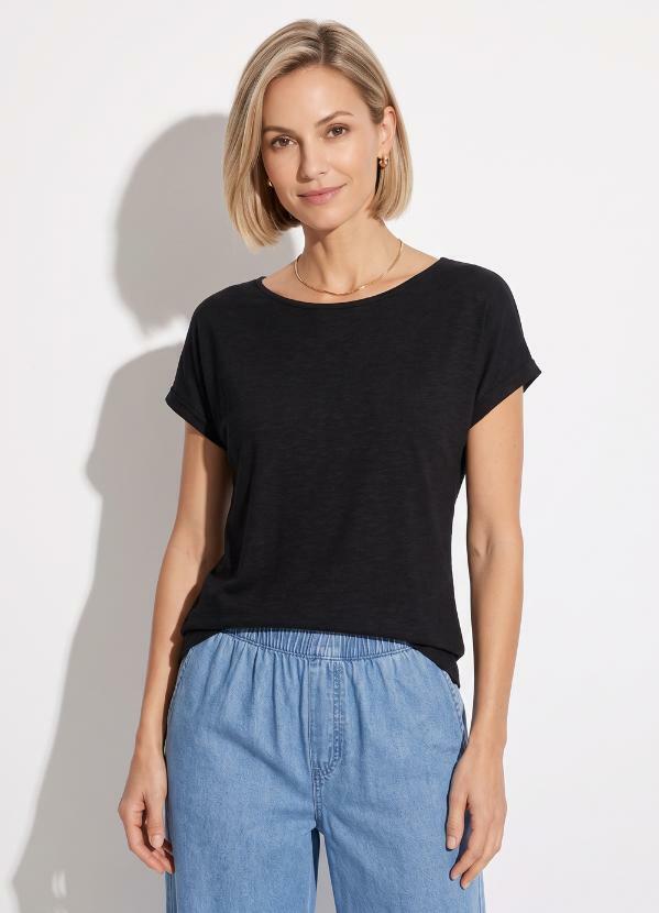 Blusa com Mangas Curtas Preta