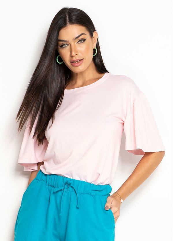 Vista 2 Blusa Decote Redondo Rosa Claro bonprix bonprix