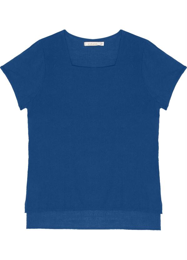 Blusa Feminina com Decote Quadrado Azul