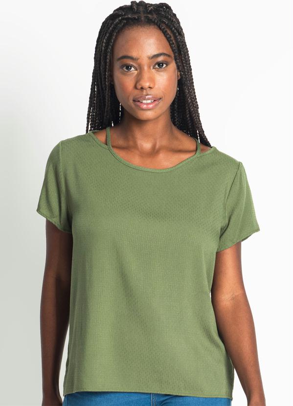 Blusa Feminina com Gola Vazado Verde