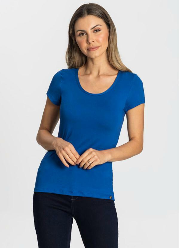 Blusa Feminina Viscotorcion Básica Azul