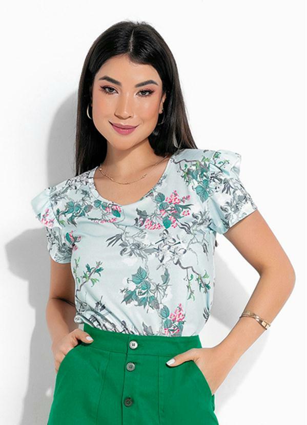 Vista 2 Blusa Floral Azul com Babado Rosalie Rosalie