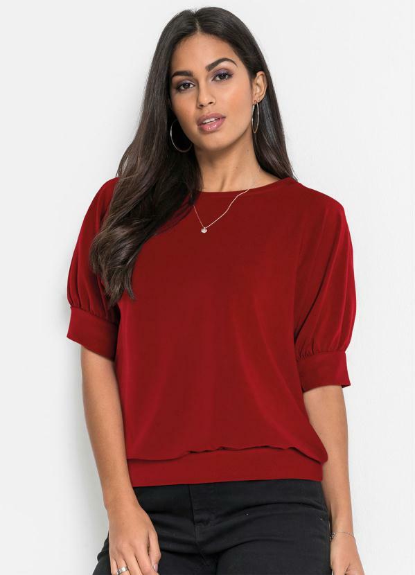 Vista 2 Blusa Manga Bufante Bordô bonprix bonprix