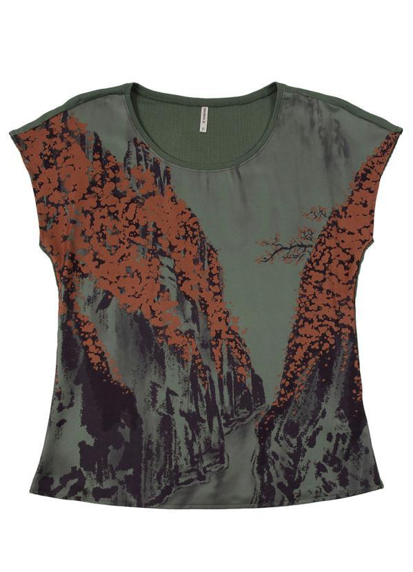 

Blusa Manga Curta com Estampa Verde
