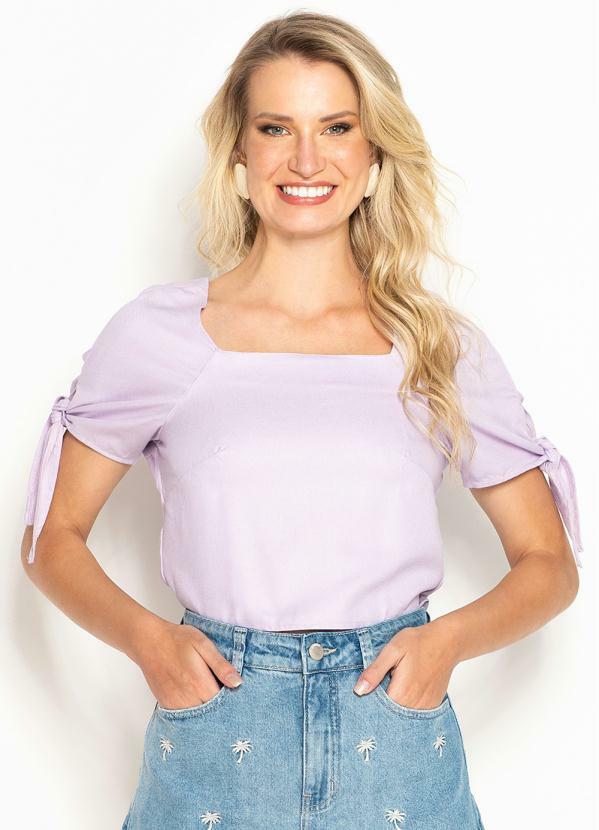 Blusa Manga Curta de Viscose Lilás