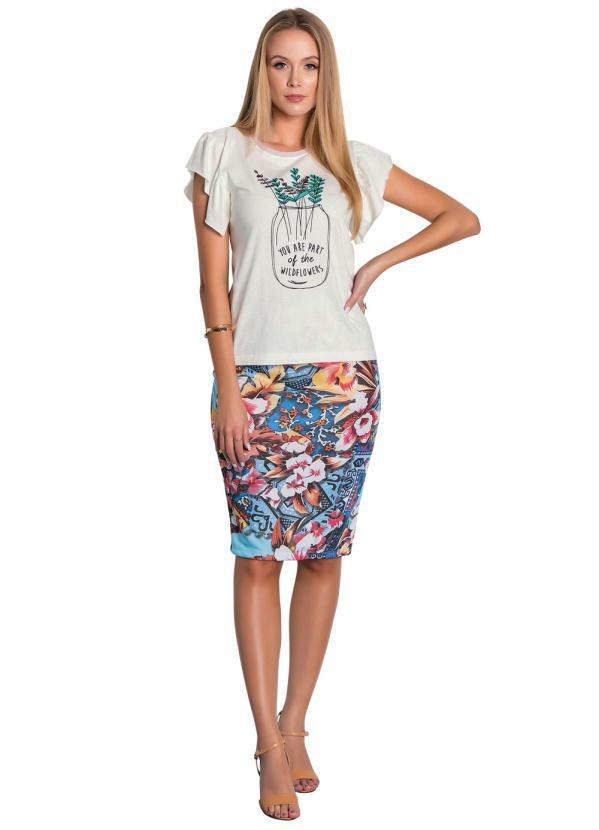 

Blusa Off White com Estampa Moda Evangélica, Bege