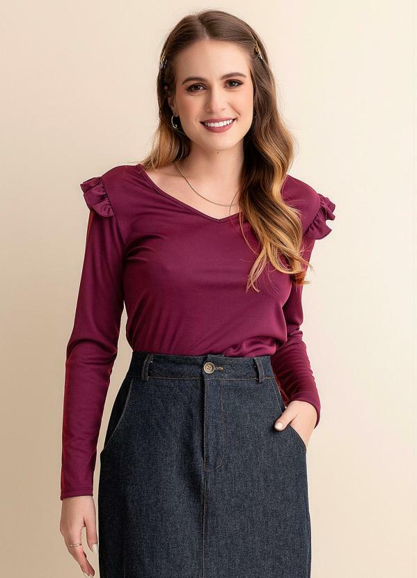 Vista 2 Blusa Púrpura com Babado Rosalie Rosalie