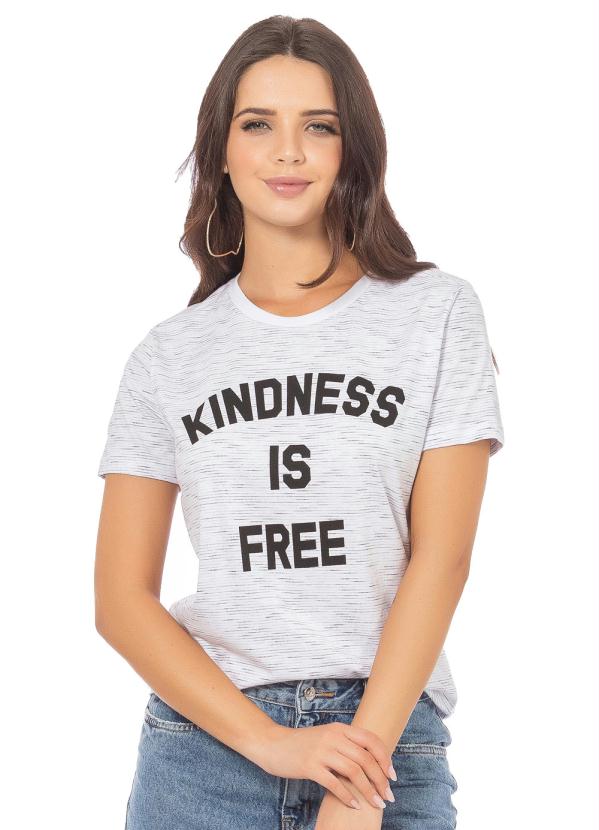 T-Shirt Feminina com Estampa Escritas Branco