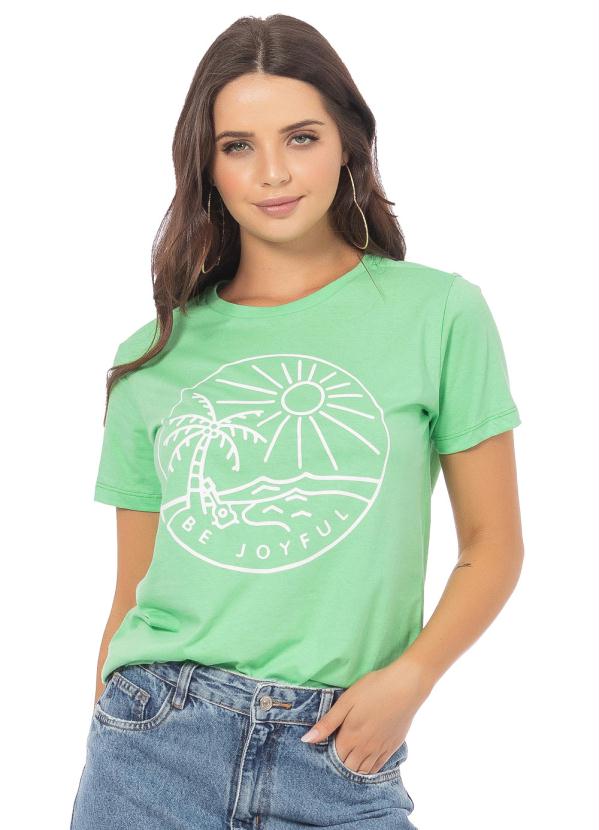 T-Shirt Feminina com Estampada Verde