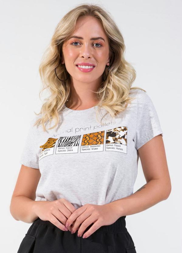 T-Shirt Feminina Estampada Cinza