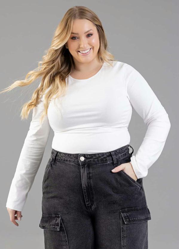 Blusa Básica Manga Longa Cotton Branco