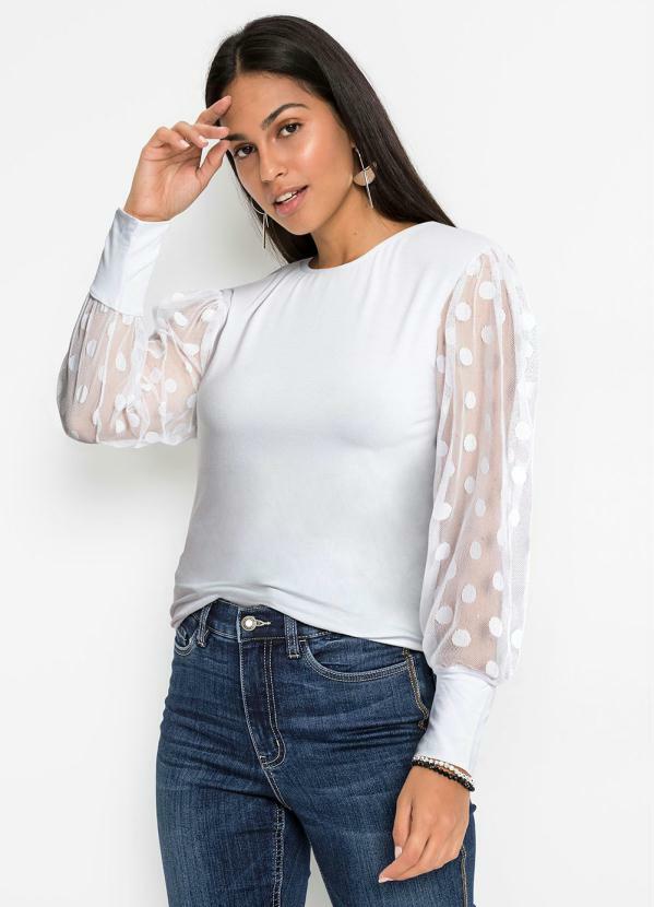 Blusa Branca em Malha de Viscose
