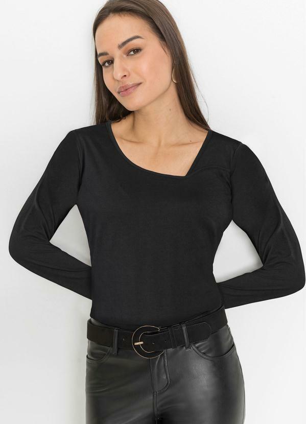 Vista 2 Blusa com Decote Assimétrico Preta bonprix bonprix