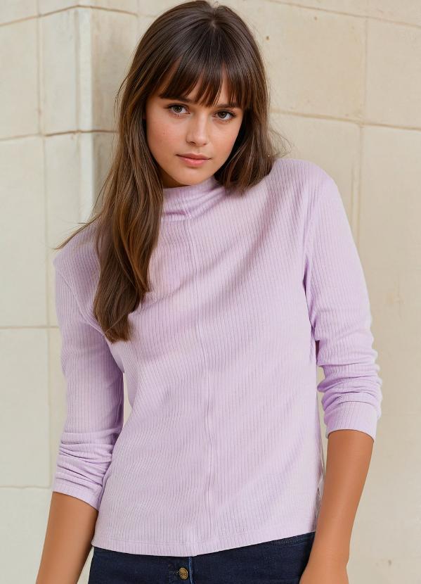 Vista 2 Blusa Manga Longa Canelada Lilas bonprix bonprix