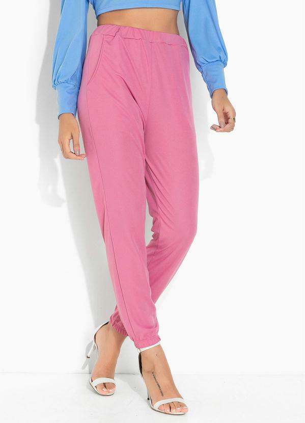 Vista 2 Calça Rosa com Bolsos Funcionais Moda Pop Moda Pop