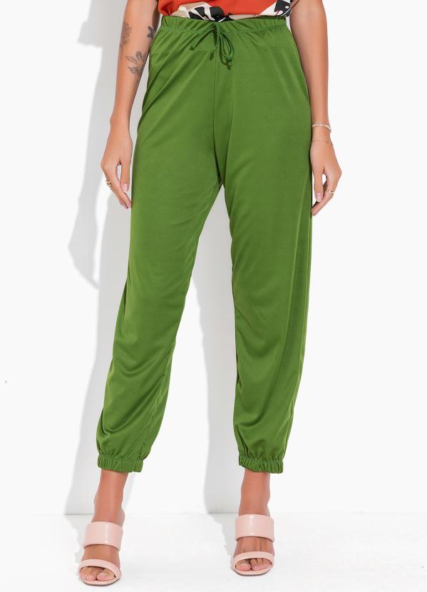 Vista 2 Calça Verde com Detalhe para Amarrar Moda Pop Moda Pop