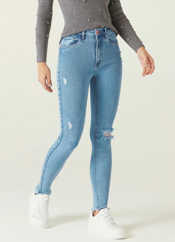 Calça Azul Skinny Cropped Flex Jeans Feminino