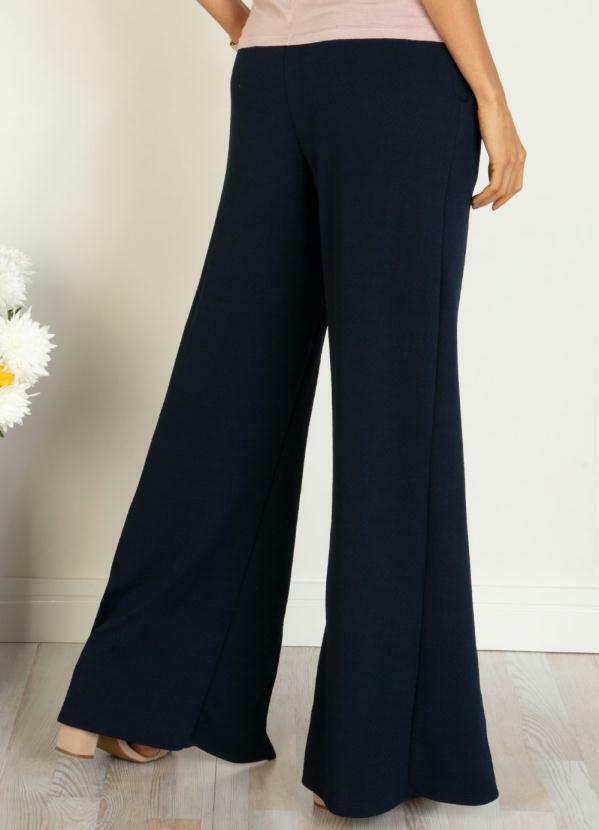 

Calça Pantalona com Fenda Frontal Marinho, Azul
