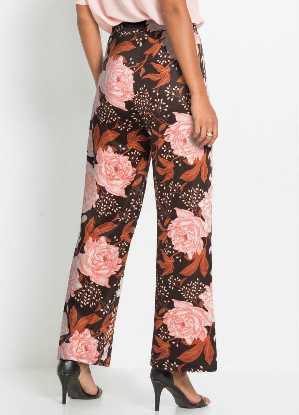 

Calça Pantalona Estampada Floral Preta, Preto